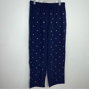 Hill House Navy Embellished Lyocell Pants Crystal Details Women’s Size L